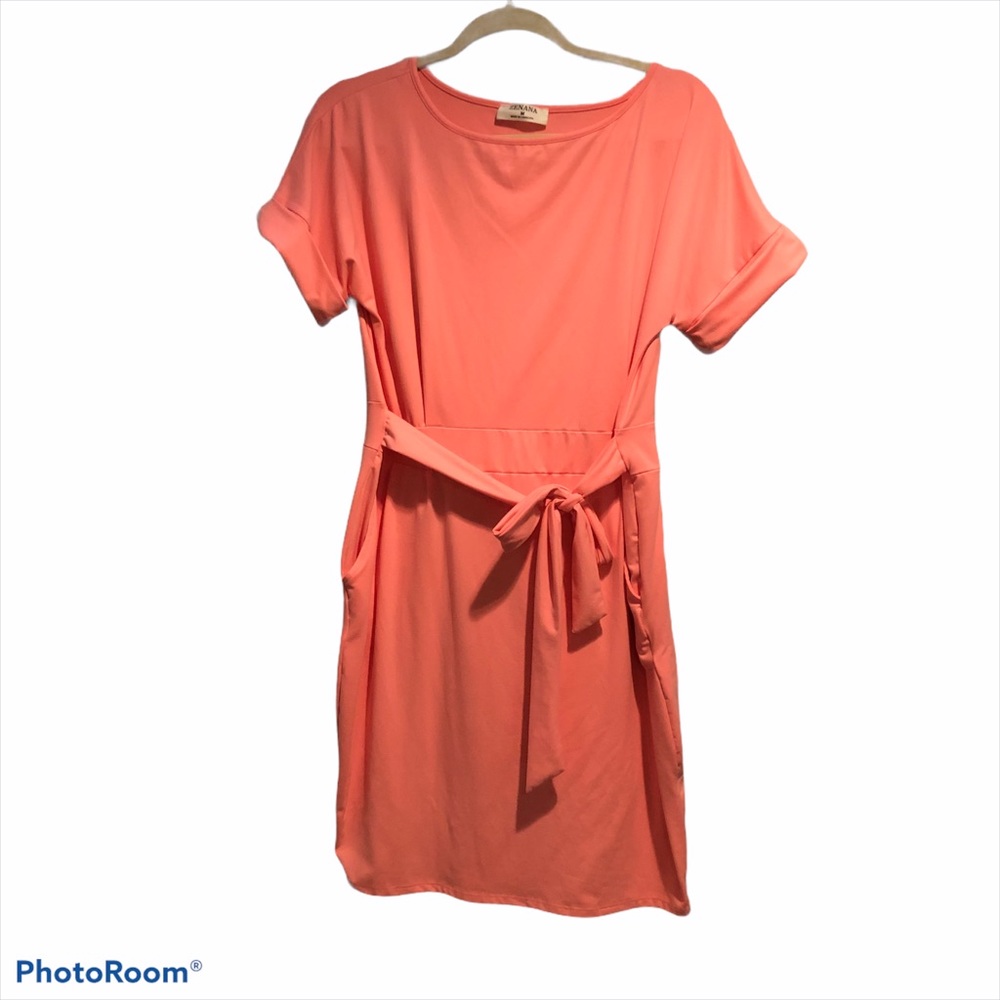 Zenana buttery soft coral dress with pockets